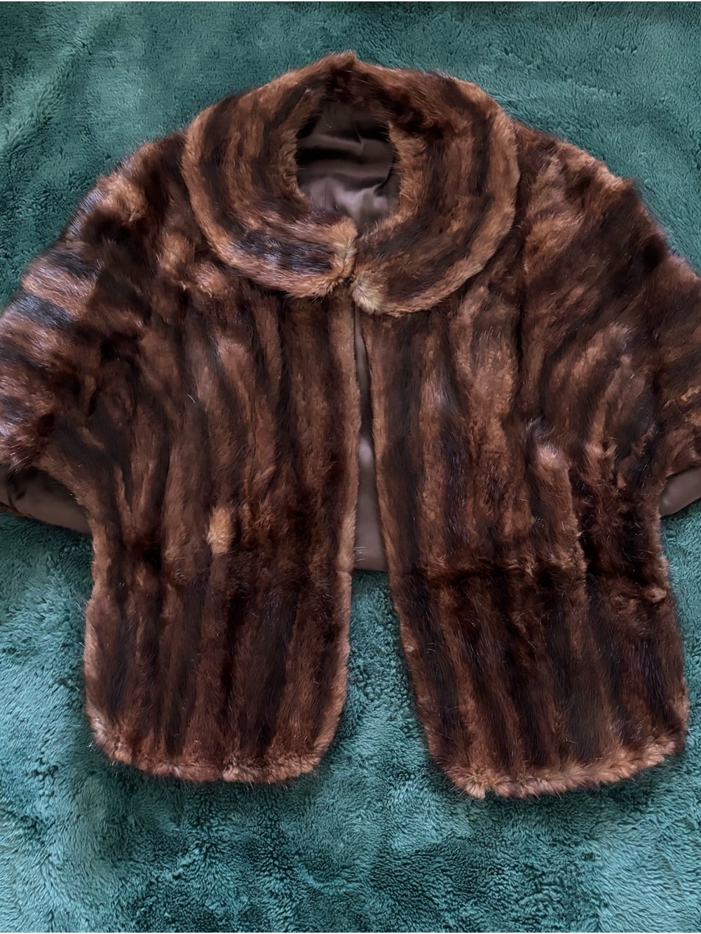 Women's vintage Short Brown  Fur cape